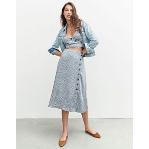 Side-Button Midi Skirt in Bitsy Floral size 12